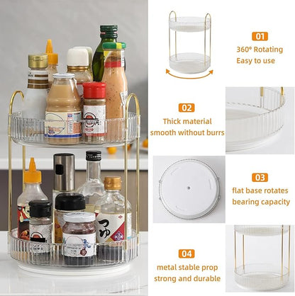 Weidace 360 Rotating Makeup Organizer for Vanity, Bathroom Countertop Spinning Perfume Organizer, High-Capacity Cosmetic and Skincare Dresser Make Up Holder Rack (2 Tiers, White)
