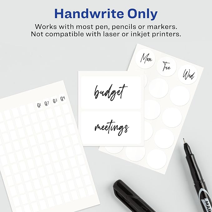 Avery Labels, 1.5" x 2.75", White, 76 Count | Permanent | Multi-Use | Non-Printable | Pack of 2