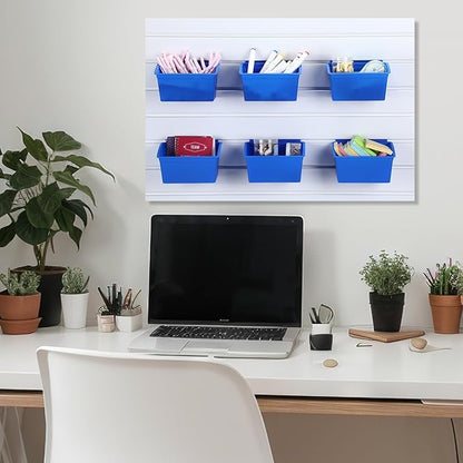 Unittype 18 Pcs Slat Wall Bins Slat Wall Accessories Storage Bins Plastic Containers Organizer for Garage Craft Room Tool Shed Workshop(Blue)