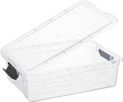 Superio 6 Pack Clear Plastic Storage Container with Lid Home - 13.7 Qt, Office Organizer Storage Bin, Stackable, For Closet, Under the Bed, or Locker, Use for Clothes, Food, Toys, Supplies, Linen.