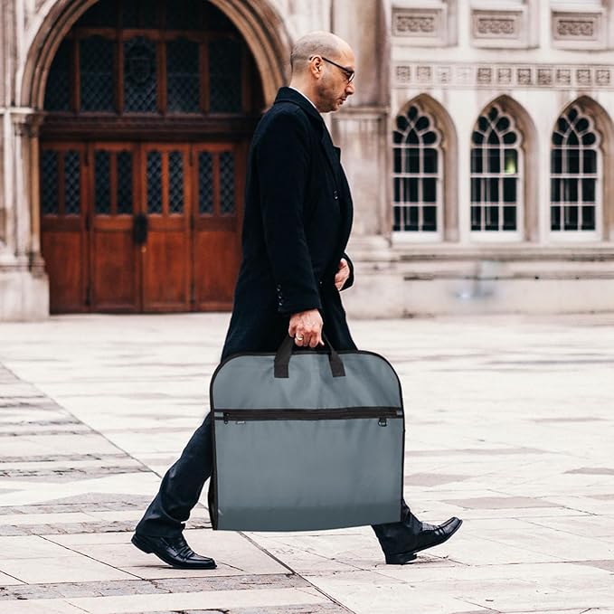 pack all 40" Gusseted Travel Garment Bag, Heavy Duty Hanging Suit Bag, Dress Bag for Closet Storage, Foldable Suit Cover Protector for Clothes Shirts Dresses Coats(Grey)