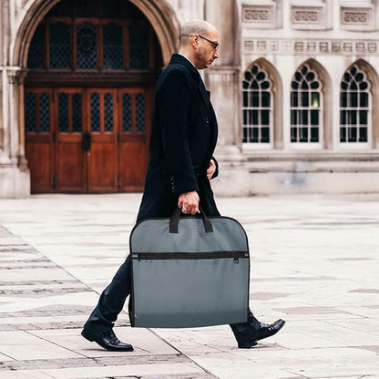 pack all 40" Gusseted Travel Garment Bag, Heavy Duty Hanging Suit Bag, Dress Bag for Closet Storage, Foldable Suit Cover Protector for Clothes Shirts Dresses Coats(Grey)