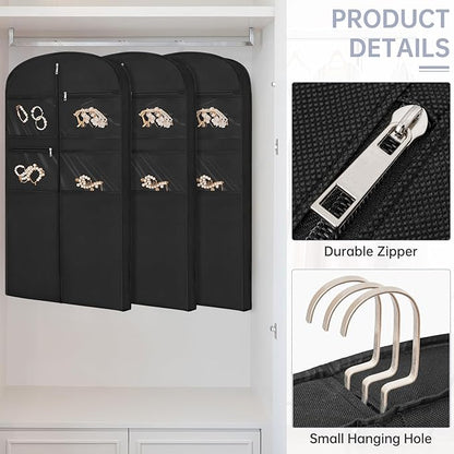 43" Garment Bag for Travel for Hanging Clothes Storage Hanging Suit Cover with Zipper and Accessory Storage for Coats, Dresses, Suits