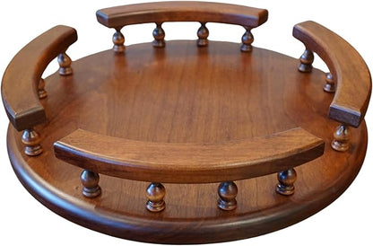 DutchCrafters Solid Wood Lazy Susan Turntable, Rotating Spice Organizer for Kitchen Counter, Dining Table - Amish American Made in USA (Cherry Wood, Michael's Cherry Stain, 12" with Rail)