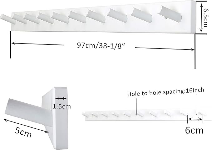 WEBI Coat Rack Wall Mounted,10 Hooks,38" Long Coat Hanger Wall Mount,Peg Rail Hat Hooks for Hanging Caps,Jacket,Clothes,Coats,White,2 Packs