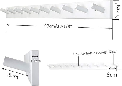 WEBI Coat Rack Wall Mounted,10 Hooks,38" Long Coat Hanger Wall Mount,Peg Rail Hat Hooks for Hanging Caps,Jacket,Clothes,Coats,White,2 Packs