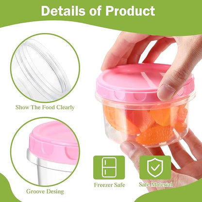 Sieral 36 Pack 8 oz Freezer Containers with Lids Reusable Deli Freezer Storage Containers Stackable Plastic Thick Twist Top Jars for Takeout Food Round Wide Mouth Lunch Snack (Pink)