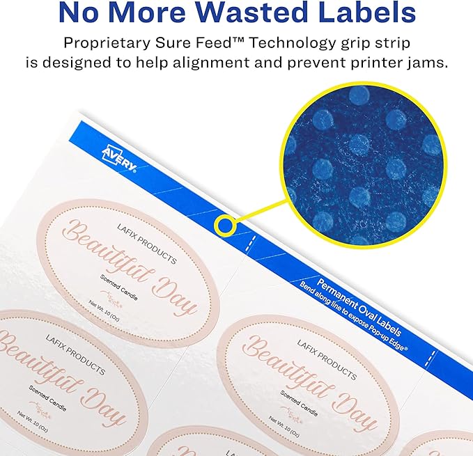 Avery Printable Blank Oval Labels, 1.5" x 2.5", Glossy White, 90 Customizable Labels (22814)