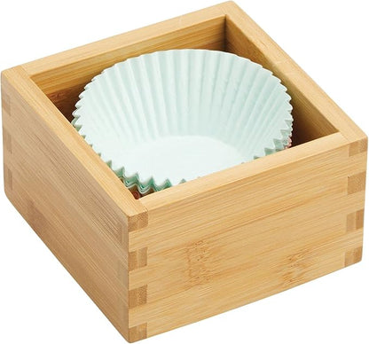 mDesign Bamboo Storage Bin Container, Drawer Organizer Crate Boxes for Kitchen Pantry Cabinet, Shelf, Island or Countertop, Holds Snacks, Spices, or Drinks, Echo Collection, 2 Pack, Natural/Tan