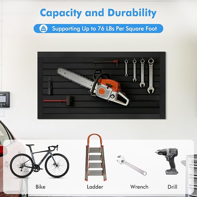 [4x2 Ft²] PVC Slat Wall Paneling, Adjustable Slatwall Panels with Coupling Structure, Slatted Wall Panel System with Customizable Storage Options, DIY Cutting & Easy-to-Install Slatwall Board Shelves
