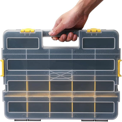 MIXPOWER 2 Pieces 34-Compartment Toolbox Organizer sets, 20 Removable Dividers, Black/Yellow, 2 Pieces Set, Excellent for Screws, Nuts, Small Parts
