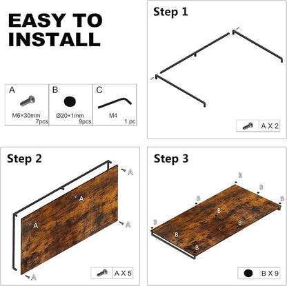 Washer Dryer Countertop, 27.5" D x 54" W Wood Washer Dryer Shelf Topper with 2.6" H Metal Edge and Anti-Skid Pads, for Laundry Room Storage and Organization, Folding Clothes(Brown)