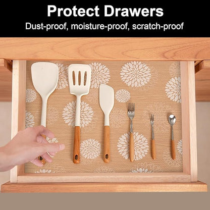 Cooyes Shelf Liners for Kitchen Cabinets Waterproof & Oil-Proof Kitchen Cupboard Mats Non-Slip Drawer Mats EVA Material Non Adhesive Fridge Liner for Shelves（11.8" W x 236" L）