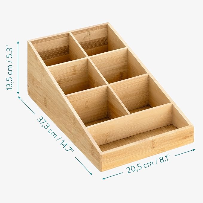 Navaris Coffee Station Organizer - 7 Compartment Coffee Bar for Office & Kitchen Countertop Organization