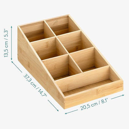 Navaris Coffee Station Organizer - 7 Compartment Coffee Bar for Office & Kitchen Countertop Organization