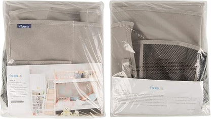 Surblue Bedside Caddy Hanging Bed Organizer Storage Bag Pocket for Bunk and Hospital Beds, College Dorm Rooms Baby Bed Rails,Camp (8 Pockets),Gray