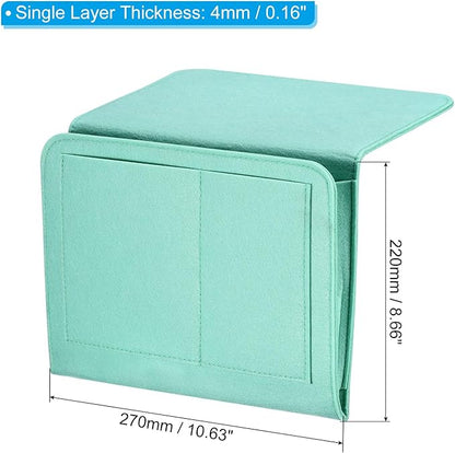 PATIKIL 11in Bedside Caddy, Bed Caddy Bedside Organizer Hanging 5 Pocket Soft Felt Bed Pockets Bedside Storage Organizer Remote Control Holder for Bedroom Phones Glasses, Green