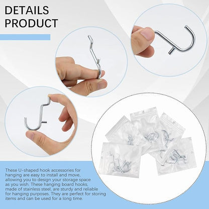 25Pcs J Style pegboard Hooks Stainless Steel Metal Pegboard Hooks Peg Board Wall Display Accessories for Jewelry Organizer Hanging Tools (Small)