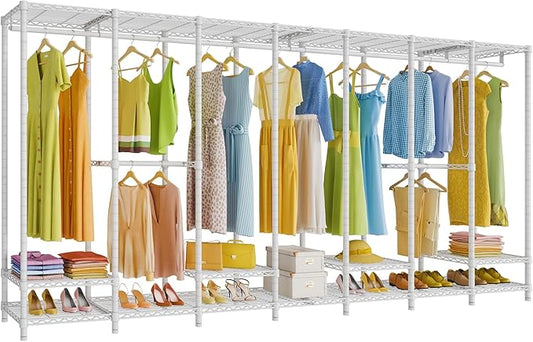 VIPEK V70 Extra Large Clothes Rack Heavy Duty Clothing Rack, Freestanding Wardrobe Metal Closet for Hanging Clothes, Bedroom Organizer and Storage, Max Load 1670lbs, White