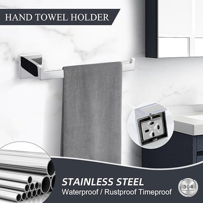 TURS 5-Piece Bathroom Hardware Set Polished Towel Bar Sets Include 23.4 Inch Towel Rail Hand Towel Bar Tissue Holder and 2 Towel Hooks, Stainless Steel Wall Mounted Towel Racks for Bathroom