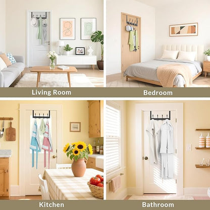 WLCSNG Heavy Duty Over The Door Hooks Rustproof - 25lb Over The Door Towel Rack, Over The Door Towel Hook, Door Hanger for Bathroom, Coat Rack Dorm Room Essentials (1Pack,Black)