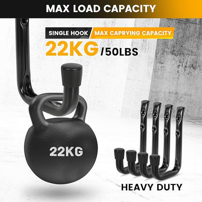 8-Pack Heavy Duty Garage Hooks for Hanging 50 lbs, 8” & 3.5” J Utility Hooks for Garage, Large Metal,Heavy Duty, Black