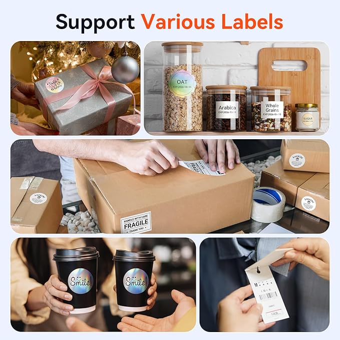 TATTMUSE Bluetooth Thermal Label Printer, 300DPI 4X6 Shipping Label Printer for Small Business, Receipt Thermal Printer Compatible with Phone, iOS, Android, Windows, Mac, Amazon, Ebay, Shopify, White