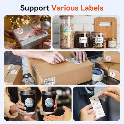 TATTMUSE Bluetooth Thermal Label Printer, 300DPI 4X6 Shipping Label Printer for Small Business, Receipt Thermal Printer Compatible with Phone, iOS, Android, Windows, Mac, Amazon, Ebay, Shopify, White