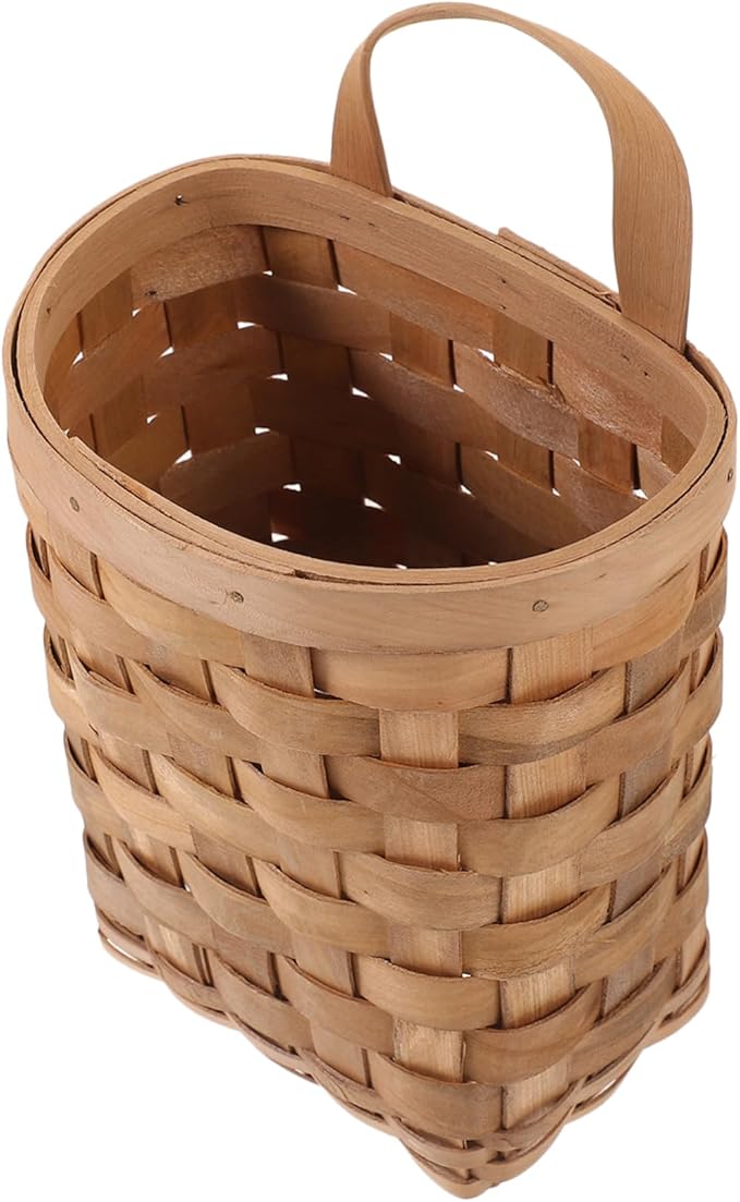 Woven Hanging Storage Basket for Makeup Items Wall Mounted Organizer with Natural Look Compact Design Versatile Planter for Home Kitchen and Balcony