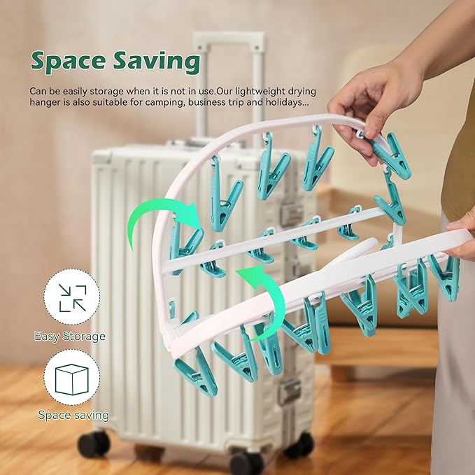 Premium Plastic PP Drying Hanger, Anti-Rusty Drying Rack for Clothes, Socks, Lingeries, Delicates, Drying Hanger with 24 Clips for Baby Clothes, Towels