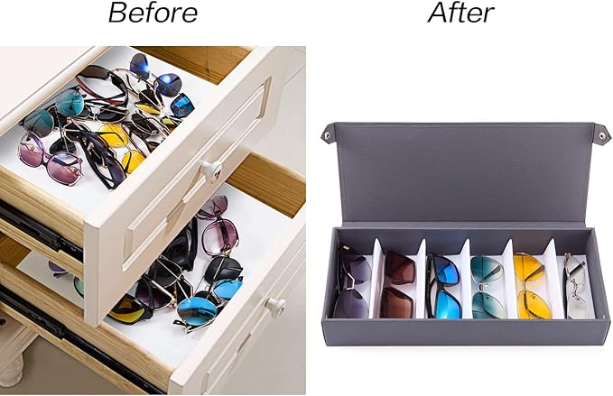 TRIUMPH VISION Sunglasses Organizer Storage Eyeglasses Holder - Multiple Glasses Case Box Eyewear Case with Lid