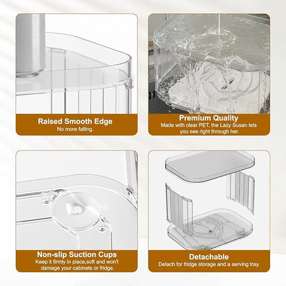 Lazy Susan Organizer for Refrigerator (2 Pack)