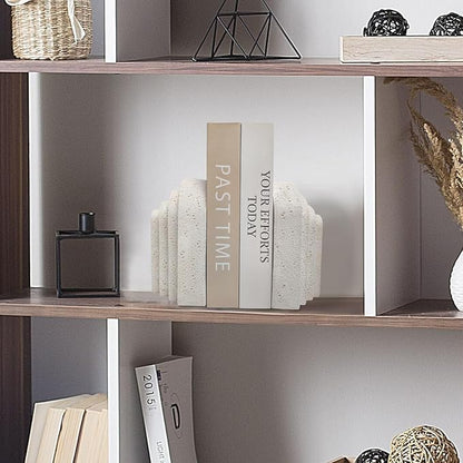 Heavy Duty Book Ends for Shelves, Decorative Book Stopper for Shelves, Resin Decor Bookends for Heavy Books, Modern Home Decor Aesthetic Bookend Aesthetically Pleasing Layered Arch Design, Set of 2