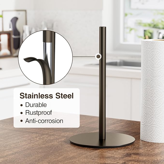 Oil-Rubbed Bronze Paper Towel Holder - Free-Standing Kitchen Roll Holder, Classic Fashion Roll Dispenser for Any Kitchen
