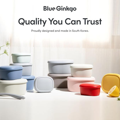 BLUE GINKGO Nesting Silicone Containers - Set of 3 Hard-Shell Silicone Food Storage Containers | BPA Free, Airtight, Dishwasher and Freezer Safe (6.7oz, 10oz, 20oz) - Pink