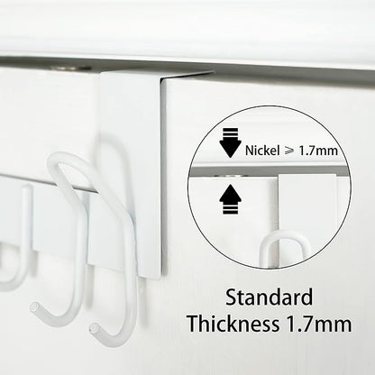 SKOLOO Over The Door Hooks - for Doors up to 1-3/4'' Thickness, Metal Door Hanger with 11 Hooks, Over The Door Hanger for Coats, Hats,Towels, White