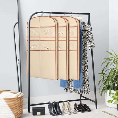 43" Garment Bag for Travel for Hanging Clothes Storage Hanging Suit Cover with Zipper and Accessory Storage for Coats, Dresses, Suits