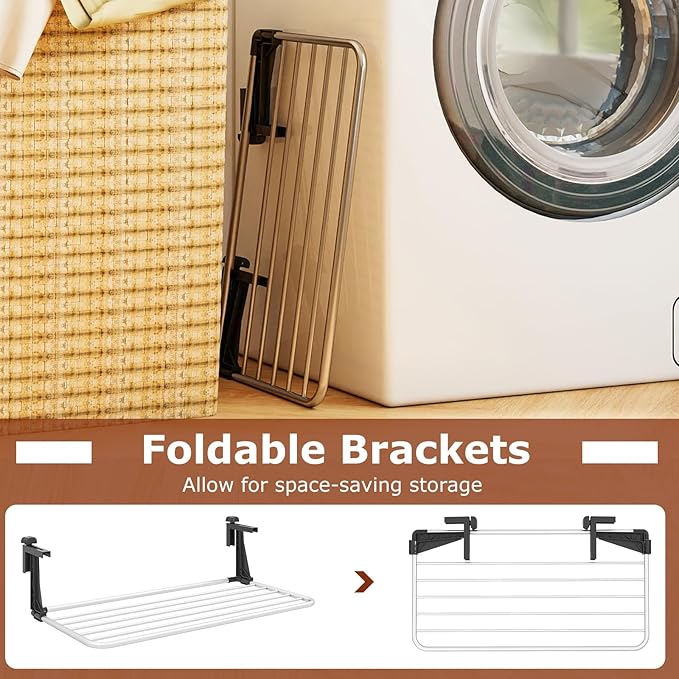 Tangkula Portable Clothes Drying Rack, Extendable Radiator Clothes Airer with Robust Aluminum Frame for Balcony Railings Windowsill, Folding Towel Rack for Indoor & Outdoor Use (Large)