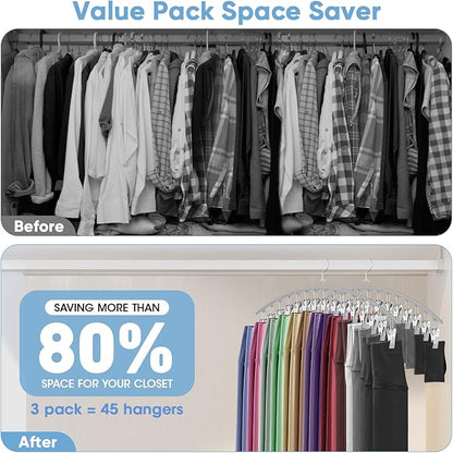 6 Pack Legging Organizer for Closet Hanging, Pants Hangers with Clips Holds 95 Leggings, Shorts, Skirts, Jeans, Hats, Pants Hangers Space Saving Clothes Racks Closet Organizers and Storage, Grey