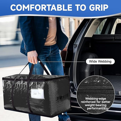 8-pack extra-large moving bags - zinc alloy zipper, webbing edging, sturdy handles, durable construction, PE plastic material, suitable for university dormitories and home organization.