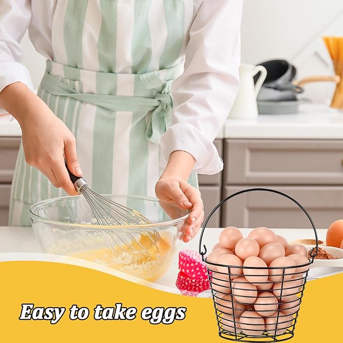 Tandefio 2 Pcs 8" Egg Basket for Storage Collecting Carrying and Transporting Chicken and Duck Eggs, Farm Grade Wire Storage Basket