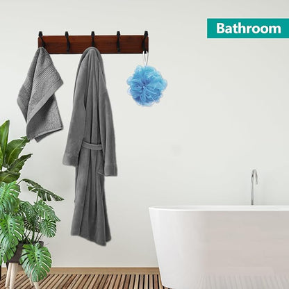 TORZCT 2PCS Coat Rack Wall Mount Coat Hooks Coat Hanger with 5 Hooks 2 Installation Over Door Hooks Wood Plank Hat Rack for Wall Hooks Hanging Coat Hat Jacketgt Mudroom Bathroom Entryway-Black