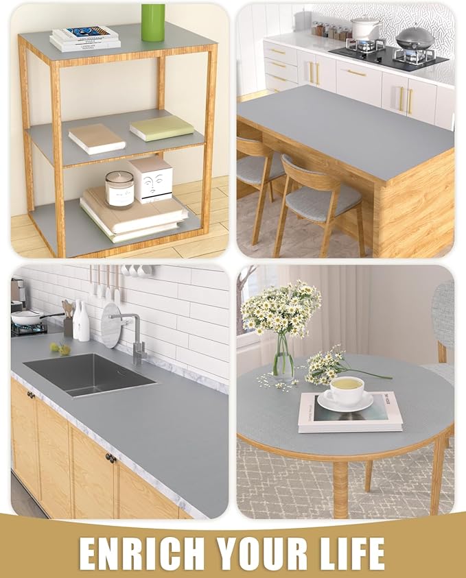 Shelf Liners for Kitchen Cabinets Non-Adhesive, Non-Slip Thickened Shelf Paper Waterproof Washable for Drawer Dresser Pantry Shelve Bathroom Protector Liner