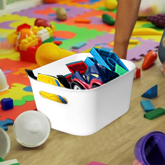 13 Pcs Plastic Storage Bins White Storage Bin Organizer Baskets Small Storage Containers for Pantry Home Kitchen (10 x 7 x 6 Inch)