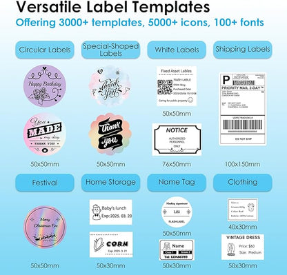 Shipping Thermal Label Printer, 4x6 Portable Label Printer, Bluetooth Label Maker for Small Business, Support iPhone,Android,Windows,Mac,Chromebook,Works with USPS, Ebay,Shopify&More, White
