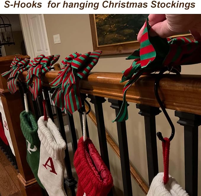 DaylyFav 8 Pack Black S Hooks, 5.5" Vinyl Coated Non-Slip Heavy Duty Steel Metal Utility Hooks Large S-Hook for Hanging Plants Flower Baskets Bird Feeders Coats Hats Bags Purses Towels, Holds 65 Lbs