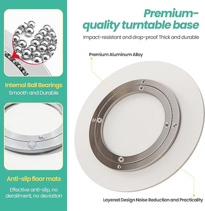 31.5" Lazy Susan Turntable – 360° Sinteredstone Silent Anti-Slip Turntable, Table Top Centerpiece for Kitchen, Pantry, Spice Rack, Refrigerator & Dining Table, White