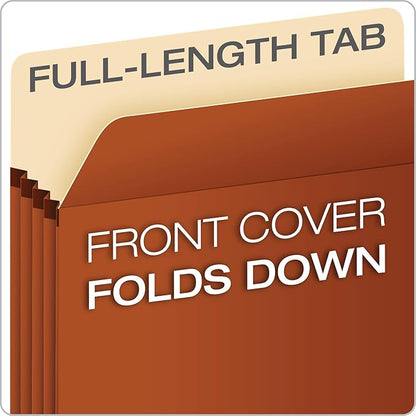 Pendaflex Expanding File Pockets, File Organizers for School, Home or Office, Letter Size, Redrope, 3.5" Expansion, Reinforced with DuPont™ Tyvek® Material, Redrope, 25 per Box (1524E-OX)