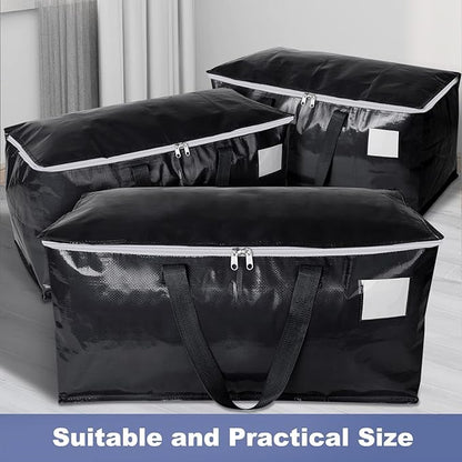 StorageRight Heavy Duty Moving Boxes-Moving Bags with Zipper, Reinforced Handles and Tag Pocket-Collapsible Moving Supplies-Totes for Storage Great for moving, Storage and Travel 93L(Black-8 Pack)