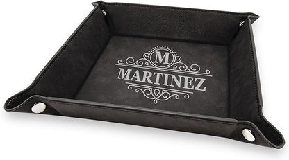 Premium Engraved Leather Valet Tray, Engraved Leather Valet Tray, Krazy Case Leather Jewelry, Catchall Jewelry Tray, Personalized Leather Catchall